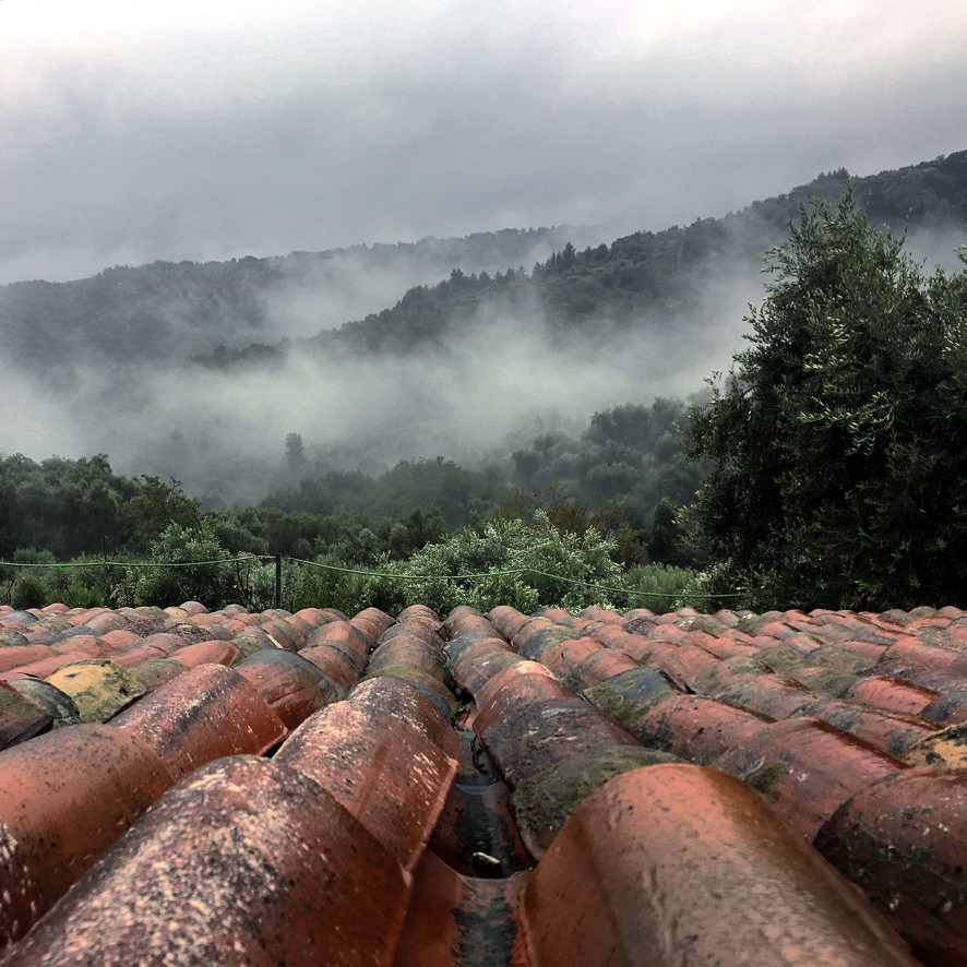 Mist settling across the hills beyond Villa Fontanella