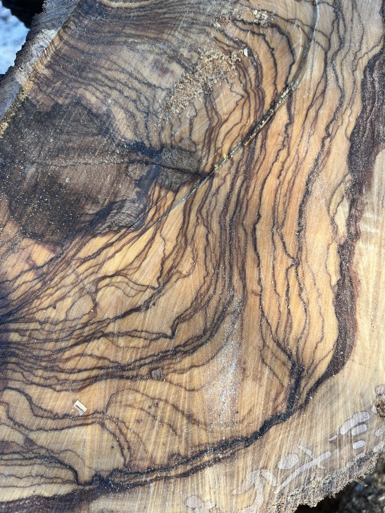 The dramatic grain inside Villa Fontanella olive wood